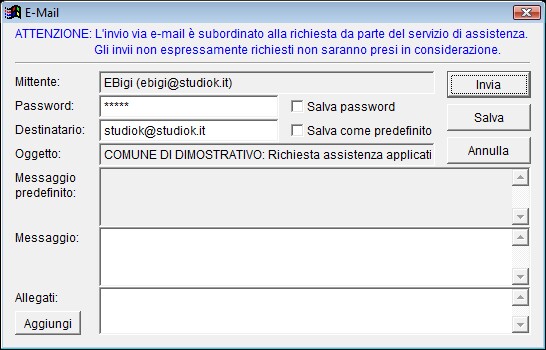Invia e-mail all'assistenza